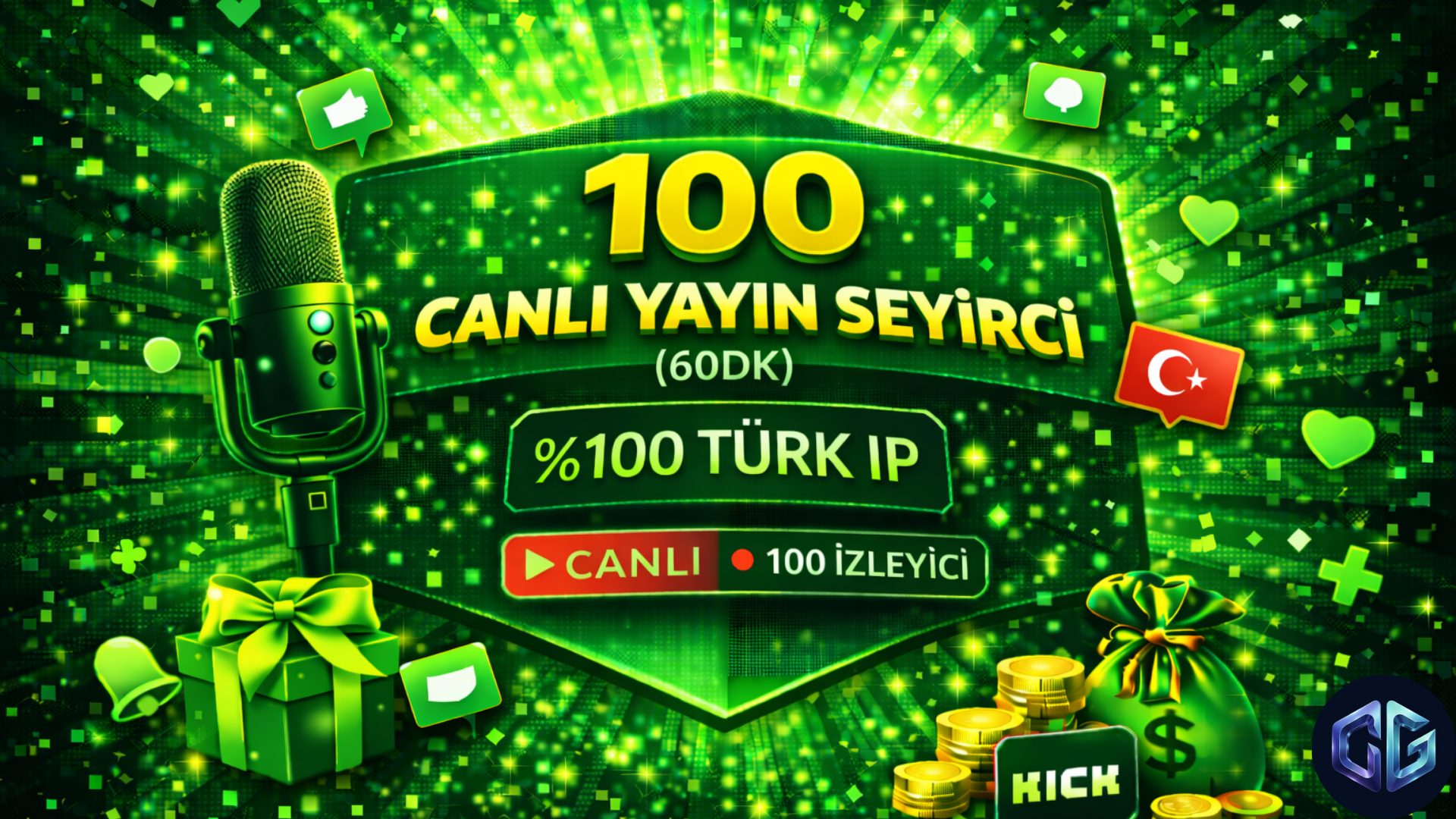 100 Canlı Yayın Seyirci (60dk)